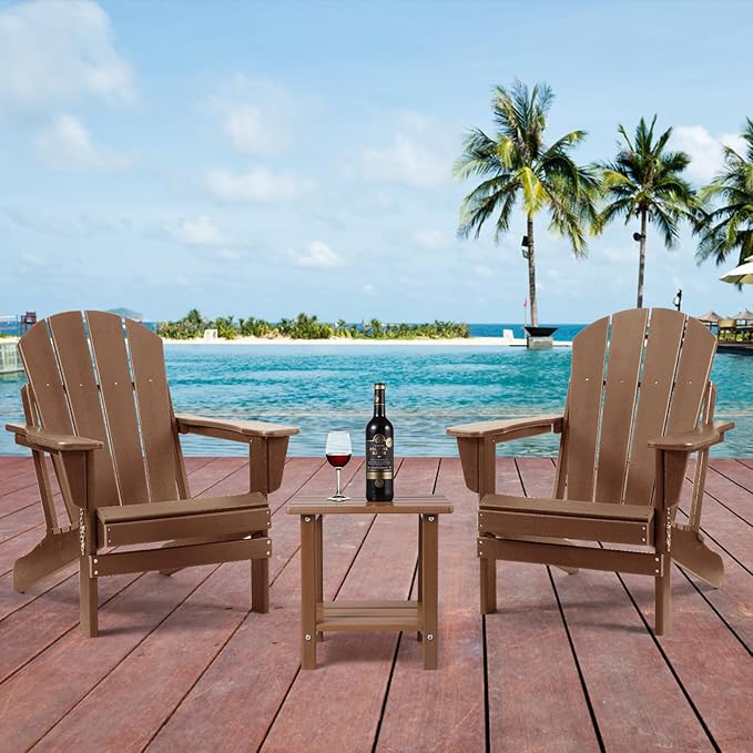 Adirondack Outdoor Side Table, 2-Tier Sturdy Patio End Table Weather Resistant, 16.5" Solid Side Table for Patio, Pool, Porch Apolimi