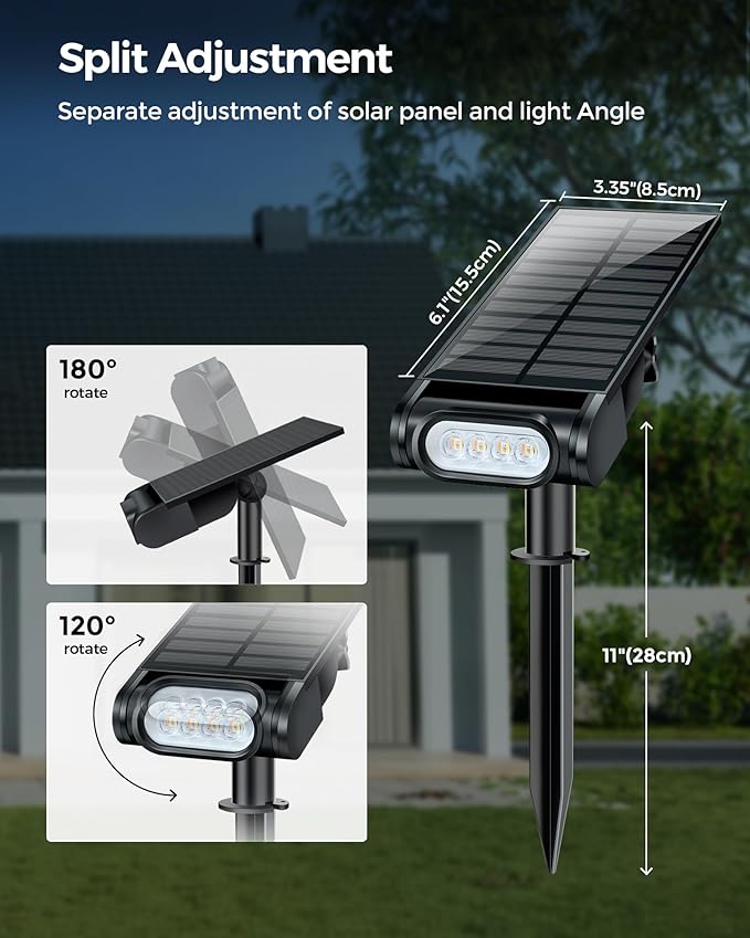 RGB Christmas Solar Spot Lights Outdoor, 12 RGB Color Modes Landscape Light Waterproof IP67 with Remote Control, 2-in-1 Color Changing RGB/Cool/Warm White for Yard Garden Christmas 4 Pack Brthera