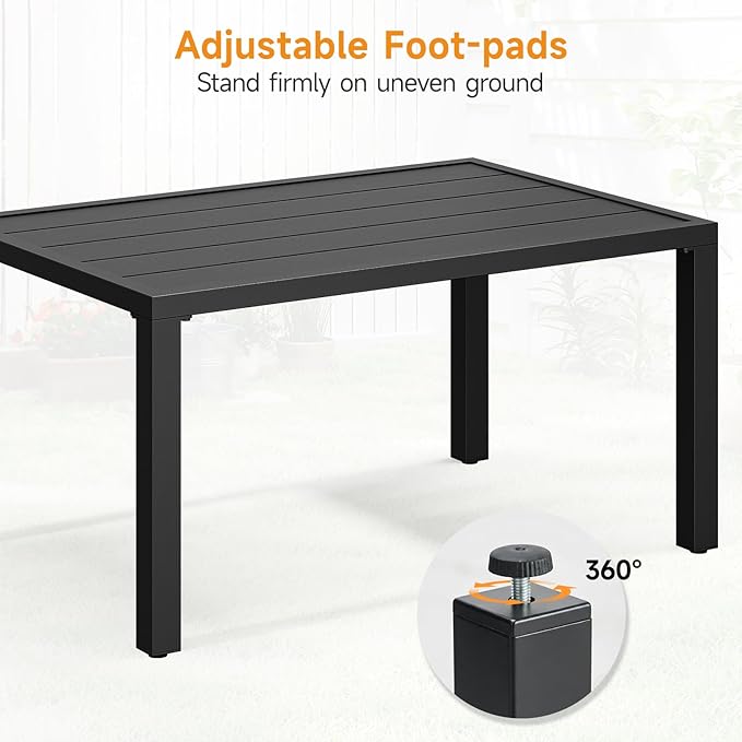 ONBRILL Outdoor Metal Coffee Table, 36 Inch Patio Black Coffee Table for Porch, Backyard, Poolside, Balcony ONBRILL