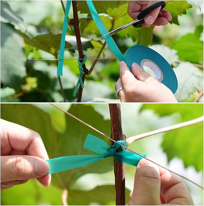 10 Pcs 150 Feet x 1/2" Wide Stretch Tie Tape Green Plant Garden Tie, Garden Vinyl Stake for Branches, Climbing Planters, Flowers TELENT+OUTDOORS