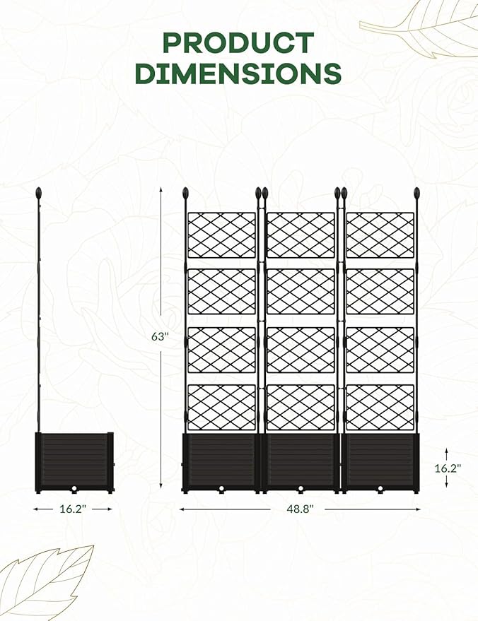IDEALHOUSE Raised Garden Bed Kit with Trellis, Vertical Metal Planter Box for Small Space, Balcony Privacy Screen for Climbing Plants & Flowers, Patio Vertical Gardening Solution, Black IDEALHOUSE