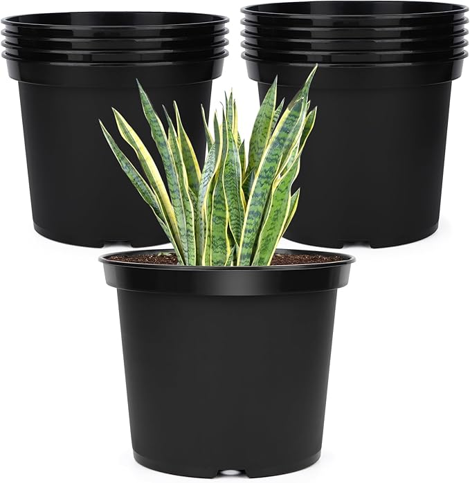 GREANER Plant Nursery Pots, 10 Inch Round Sturdy Garden Pots for Outdoor Indoor Plants, Plastic Black Seed Starting Container for Succulents, Seedlings(10PCS) GREANER