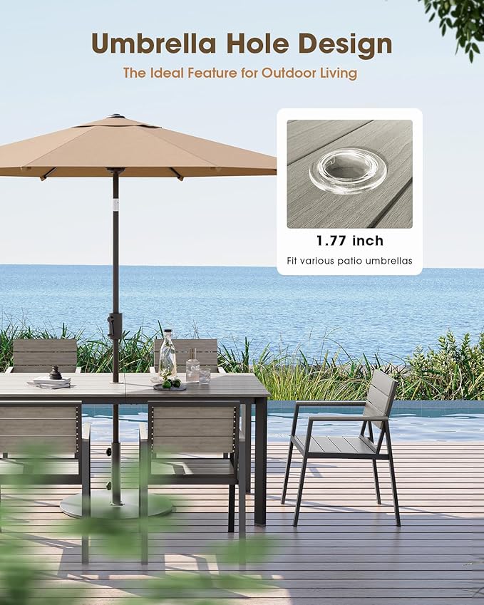 Outdoor Patio Dining Chairs Set of 2, Aluminum & HDPS All-Weather Dining Chiars for Deck, Lawn, Backyard, Pool (Classic Gray) ComfCove
