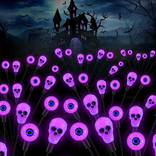 Solar Lights Outdoor,Halloween Decorations Outdoor, Scary Eyeball Lights,4PACKS 32LED,IP65 Waterproof,Halloween Decor for Garden/Yard/Patio/Lawn/Pathway(Purple) Rootora