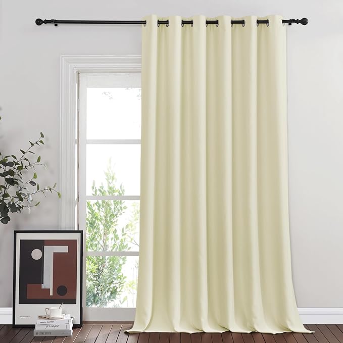 NICETOWN Blackout Room Divider Curtains for Sliding Glass Doors 102 Inches Long 1 Panel, Extra Wide Curtains for Doorway Patio Bedroom Living Room (Beige, 80Wx102L, 1 Panel) NICETOWN