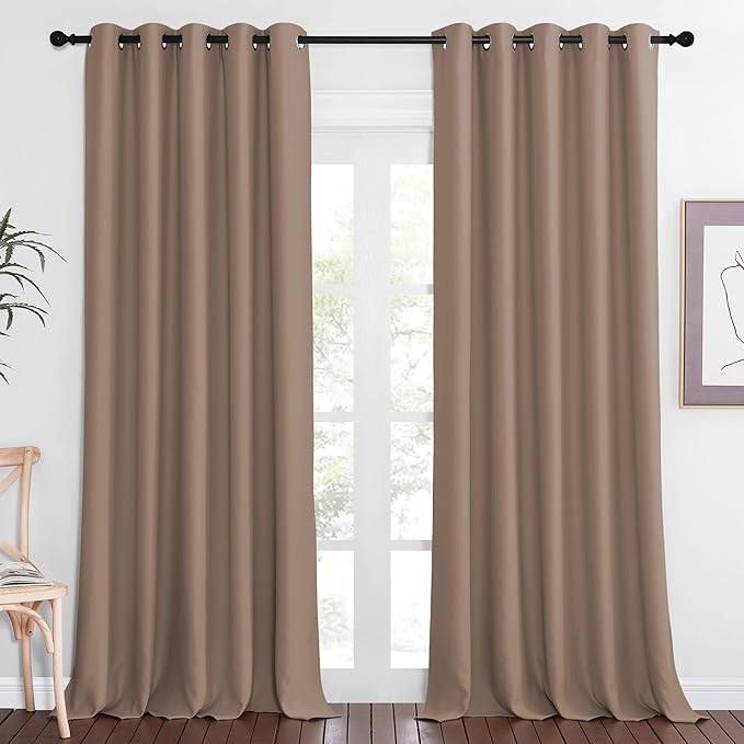 NICETOWN Blackout Bedroom Curtain 102 inches Length, Grommet Thermal Insulated Light Blocking Sound Proof Window Drape Extra Long Luxury for Living Room (Cappuccino, W66 x L102, 1 Panel) NICETOWN