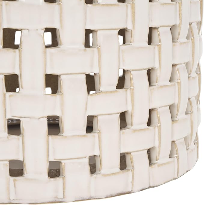 SAFAVIEH Home Collection Sayre Cream Ceramic 18-inch Decorative Accent Garden Stool for Living Room, Bathroom, Patio, Side Table, Plant Stand (Fully Assembled) SAFAVIEH