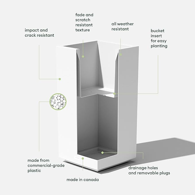Veradek Block Series Pedestal Planter - Tall Planter for Indoor or Outdoor Front Porch | All-Weather Use with Removable Insert Bucket | Modern Décor for Flowers, Tall Trees, Faux Plants VeradekOutdoor