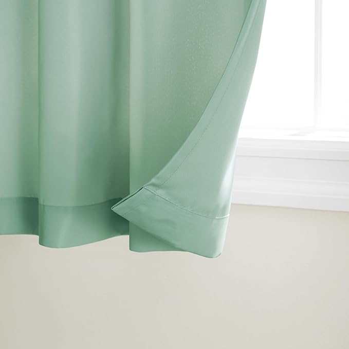 TOWN & COUNTRY BASICS Cabana Solid Heavyweight Indoor Outdoor Curtains, Light Filtering Opacity with Grommet Top, Water Repellent, 2-Pack Set, 54"x120", Seafoam TOWN+%26+COUNTRY+BASICS