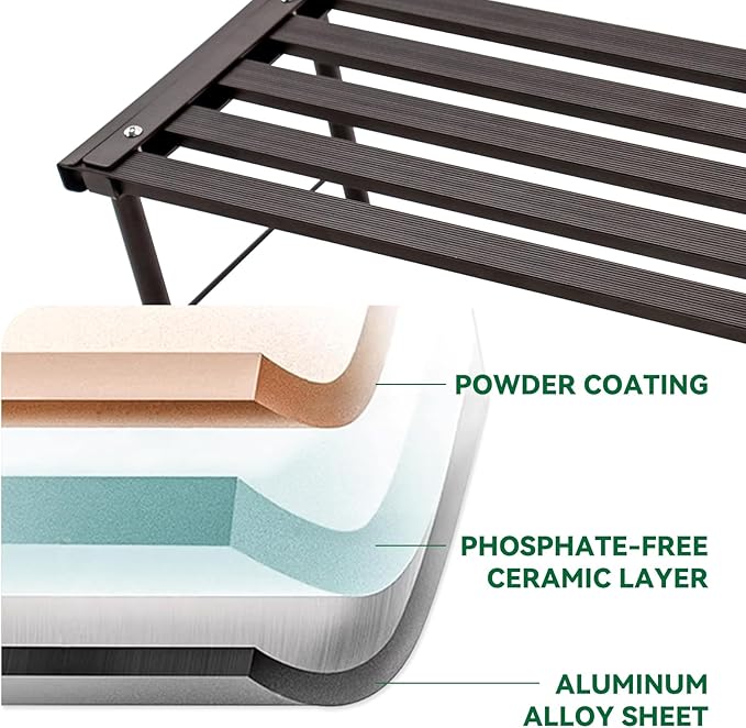 Metal Plant Stand, Rust-proof Aluminum Flower Pot Stand, Heavy Duty Planter Display Shelving for Patio Balcony Garden Living Room Decorative (Ebony, 35.4 Inch) Rootora