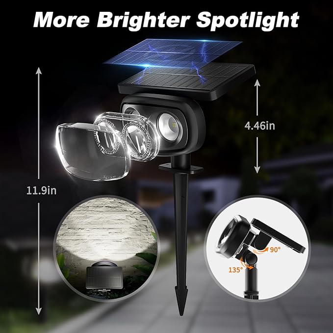 Solar Spot Lights Outdoor Waterproof IP68, RGB Colors Changing Solar Lights with 4 Lighting Modes, Solar Powered Lights Outdoor for Yard Outside Landscape Garden (6Pack) Rootora