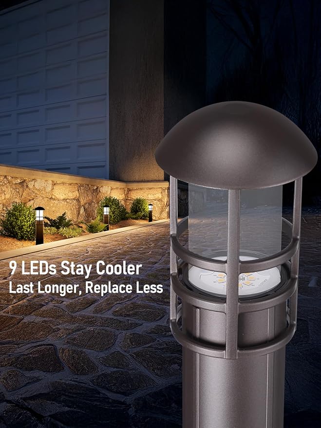 LEONLITE 8-Pack Low Voltage Landscape Lights Pathway, 3W 12V LED Path Lights, CRI90+, IP65 Waterproof Walkway Light, ETL Listed, Oil Rubbed Bronze Aluminum Housing, 3000K Warm White LEONLITE