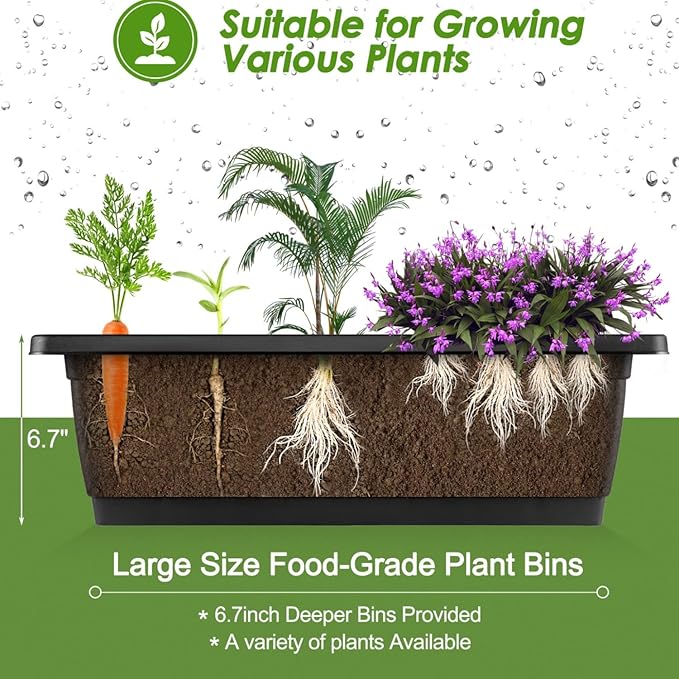 SEJOV 4FT Vertical Raised Garden Bed, 5-Tier Vertical Garden Planter with Drainage System, Larger Elevated Planter Box for Herb Vegetables Flowers Indoor Outdoor Planters (Black with Lockable Wheels) SEJOV
