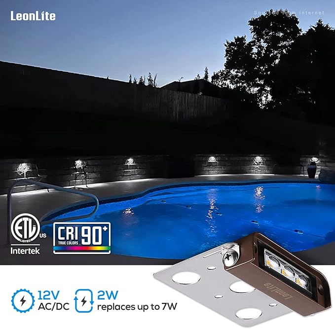 LEONLITE 8-Pack Premium Series 4 Inch 2W LED Retaining Wall Lights Swivel, Hardscape Lighting Low Voltage, LED Landscape Lights, 12V Hardscape Paver Light, Outdoor Step Light, 5000K Daylight, ETL LEONLITE