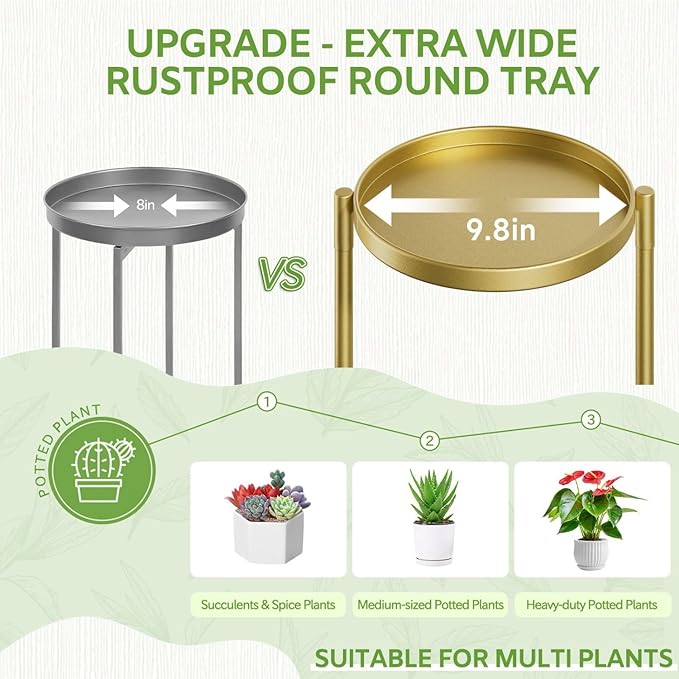 iDavosic.ly 6 Tier Large Plant Stand Indoor, 10 Inch Wide Tall Corner Metal Plant Stands Outdoor for Multiple Plants, Folding Tiered Flower Display Holder Rack Shelf, Gold iDavosicly