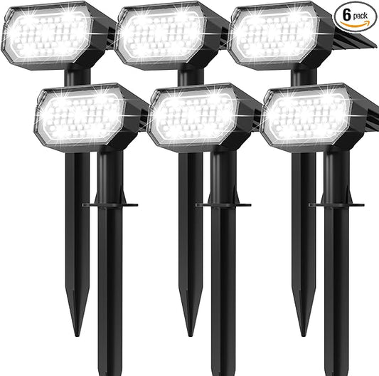 Ensenior Solar Spotlights Outdoor, 56 LEDs Brightness Adjustable 6500K LED Solar Garden Lights, Halloween Christmas Landscape Lighting for Flag/Yard/Pathway, IP65 Waterproof - 6 Pack Ensenior