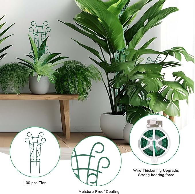 Indoor Plant Trellis for Climbing Plants, 8 Pack Garden Trellis for Potted Plants Stackable Plant Trellis Plant Stakes for Indoor Plants Accessories Flower Plant Support Qaobo