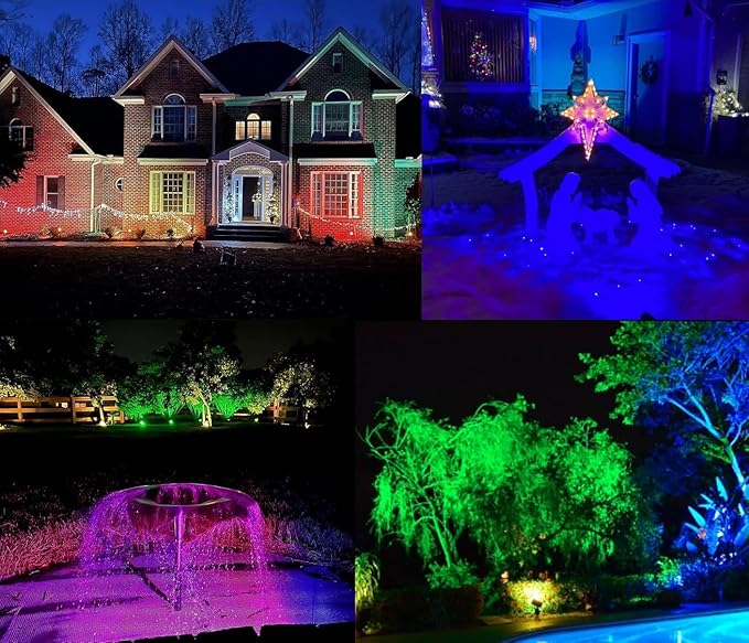 TOVEENEN 25W Color LED Outdoor Landscape Spotlight - Waterproof RGB Spot Lights for Yard Tree House Halloween Christmas, Dual Mode, 120V 25W TOVEENEN