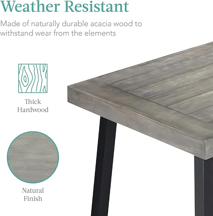 Best Choice Products 6-Person Indoor Outdoor Acacia Wood Dining Table, Picnic Table w/Powder-Coated Steel, 350 Pound Capacity Legs - Weathered Gray BestChoiceProducts