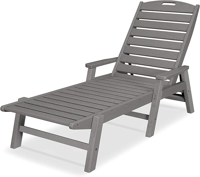 POLYWOOD NCC2280GY Nautical Arms Chaise, Slate Grey POLYWOOD