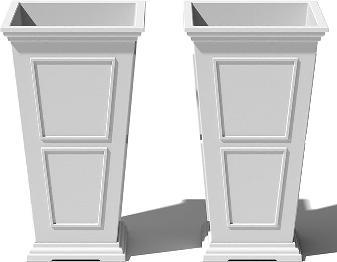 Veradek Fairmont Tall Plastic Planter - Large Outdoor Planter for Front Porch | Crack Resistant All-Weather Use | Classic Estate Design for Tall Plants, Flowers, Trees VeradekOutdoor