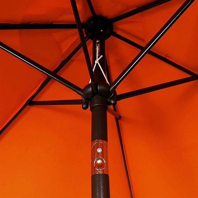 Blissun 7.5 ft Patio Umbrella, Yard Umbrella, Outdoor Market Umbrella with Push Button Tilt Crank, Orange Blissun