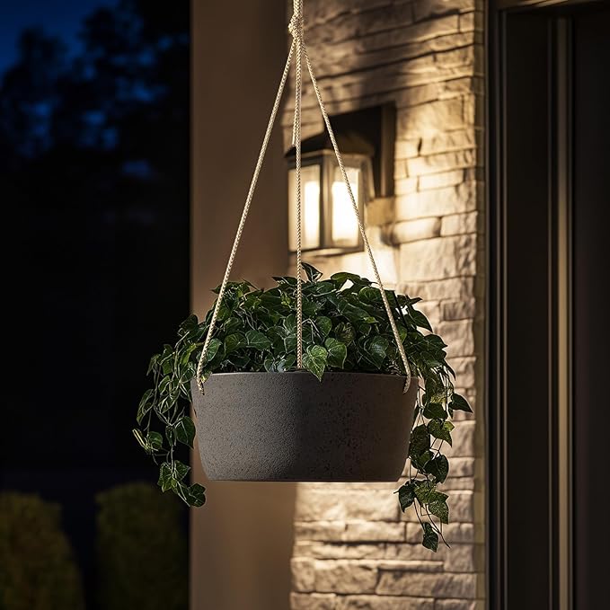La Jolie Maison Large Hanging Planters - 12 Inch Outdoor Flower Pots, Hanging Garden Planters Set of 2, Black Charcoal LaJolieMaison