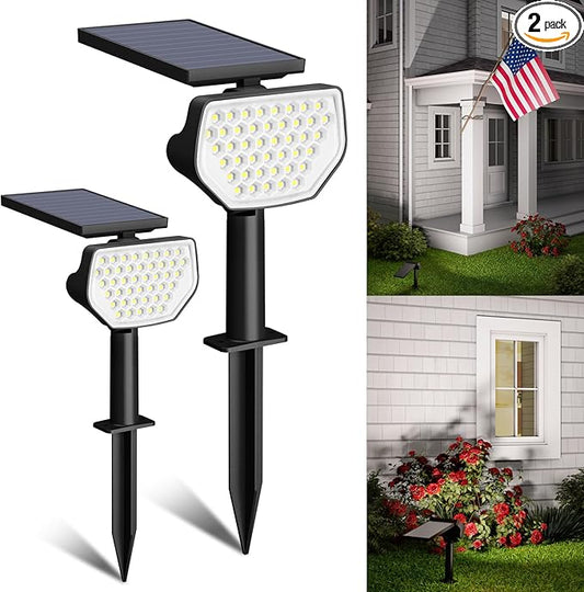 Lepro Solar Decorative Spot Lights 2 Pack, Cool White Modern Accent Lights for Garden & Landscape, IP65 Waterproof Adjustable Spotlight for Architecture, Pathways, Contemporary Decor Lepro