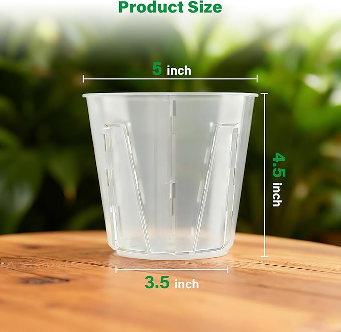 5 Inch Side-Open Orchid Pots 12 Pack, Clear Plastic Nursery Planters with Detachable Side Walls for Easy Repotting, Breathable Slotted Flower Pots with Drainage for Root Health Bluepro