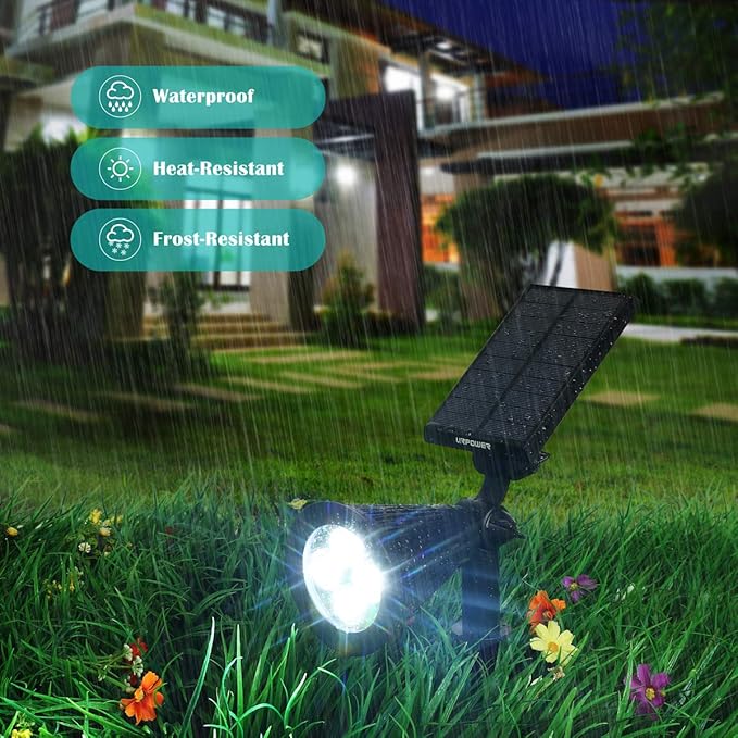 URPOWER Solar Lights Outdoor, 2-in-1 Waterproof Adjustable Solar Spotlights Outdoor Wall Light, Dusk-to-Dawn Solar Powered Landscape Lights for Backyard/Garden/Pathway/Pool/Porch (4Pack, Cool White) URPOWER