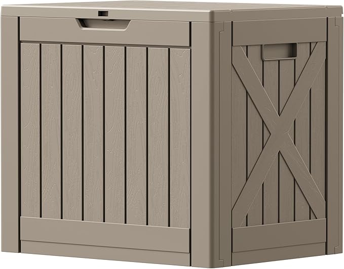 Patiowell 43 Gallon Resin Deck Box, Outdoor Storage Box for Patio Furniture, Deliveries, Pool Supplies,Waterproof and Lockable (Brown) Patiowell