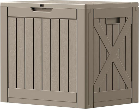 Patiowell 43 Gallon Resin Deck Box, Outdoor Storage Box for Patio Furniture, Deliveries, Pool Supplies,Waterproof and Lockable (Brown) Patiowell