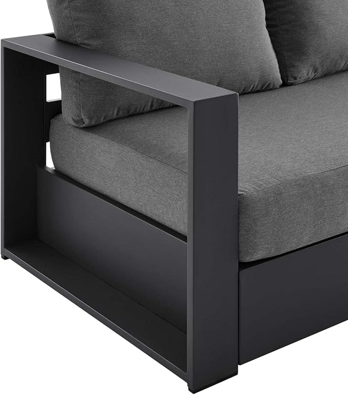 Modway Tahoe Aluminum Outdoor Patio Sofa in Gray Charcoal Modway