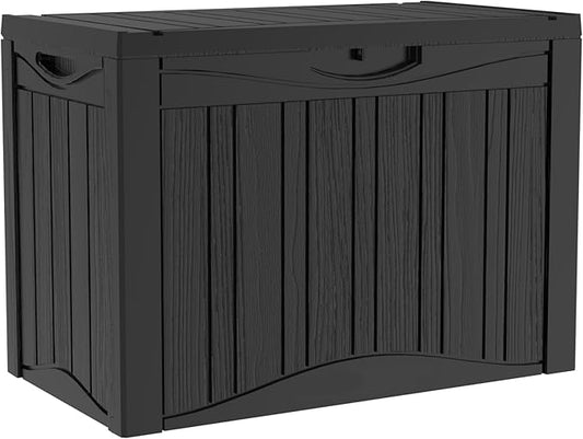 TARKARI 50 Gallon Lockable Resin Deck Box, Waterproof & UV-Resistant Outdoor Storage Box for Outdoor Cushion Storage, Garden Tools & Pool Accessories Storage, Black Home