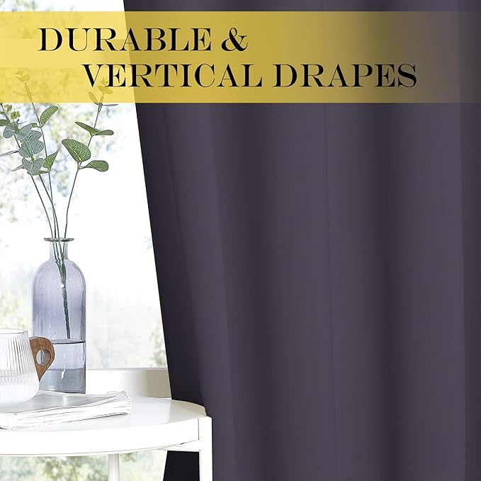 NICETOWN Blackout Curtains 72 inches Long, Grommet Privacy Window Thermal Insulated Room Darkening Sliding Glass Door Drape for Bedroom Living Room, 1 Panel, W100 x L72, Greyish Purple NICETOWN