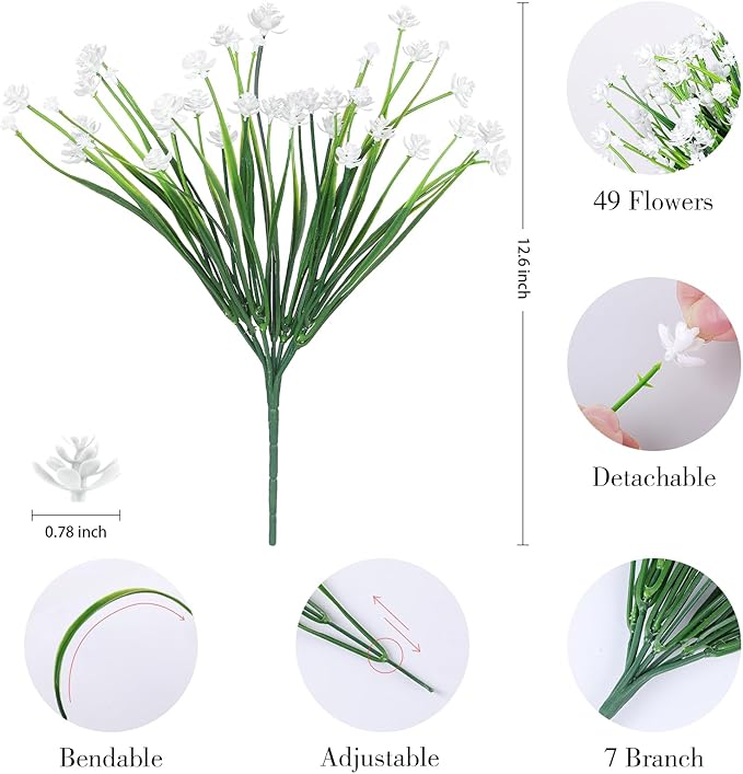 AGIRL 24 Bundles Artificial Flowers Outdoor,No Fade Fake Plastic Flowers Faux Plants for Decoration Hanging Planters Indoor Outside Garden Porch Window Box Home Farmhouse Wedding AGIRL