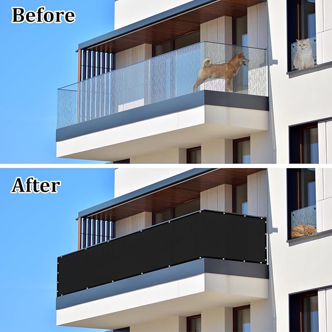 UPGRADE Privacy Screen 3' x 10' Fence Commercial Shade Cover with Brass Grommets Heavy Duty Perfect for Outdoor Back Yard, Black, Customizable UPGRADE