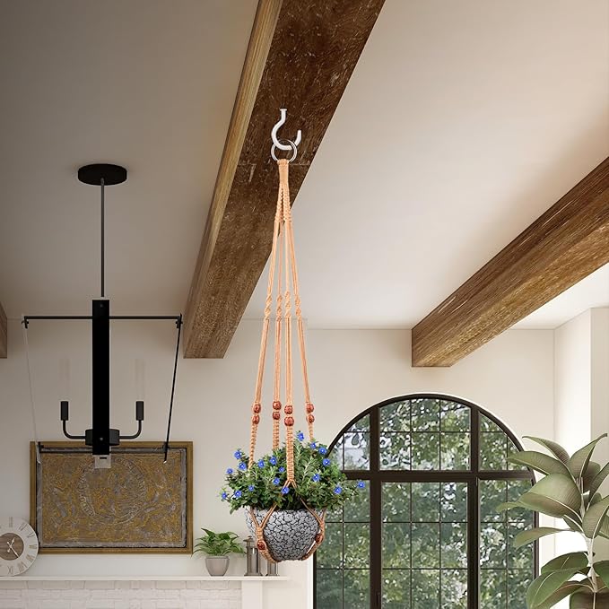 RIFNY Macrame Plant Hanger for 5 to 10 Inch Plant Pots, 35 Inch Woven Rope Hanger Kits with Hooks and Wood Beads, Hanging Planter Basket for Indoor Boho Home Decor (Brown, 3 Pack) RIFNY