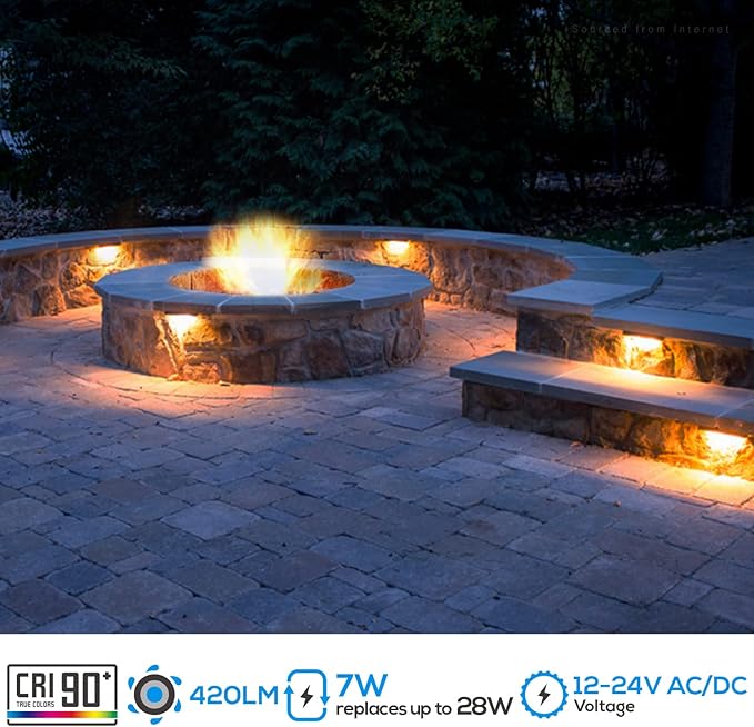 LEONLITE 8-Pack Premium Series 5CCT 12 Inch Hardscape Lighting Low Voltage LED Swivel, 2200K/2700K/3000K/4000K/5000K Selectable, Retaining Wall Light, 12V Paver Light, 7W Outdoor Step Light, ETL LEONLITE