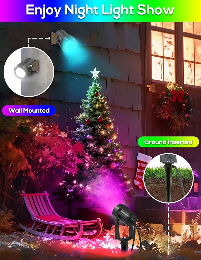 Zyan Solar Color Changing RGB Spotlights with Remote, Separate Monocrystalline Panels & USB-C Powered 18000mAh Auto On Off, Outdoor IP65 Waterproof, for Patio Yard Garden Pathway (12 Pack) ZYAN