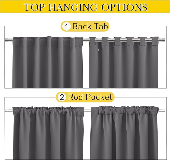 NICETOWN 2 Panels Outdoor Curtains for Patio Waterproof & Windproof, Rod Pocket & Back Tab on Top & Bottom for Privacy and Wind Resistant for Pergola, Free Rope Included, Grey, W52 x L84 per Panel NICETOWN