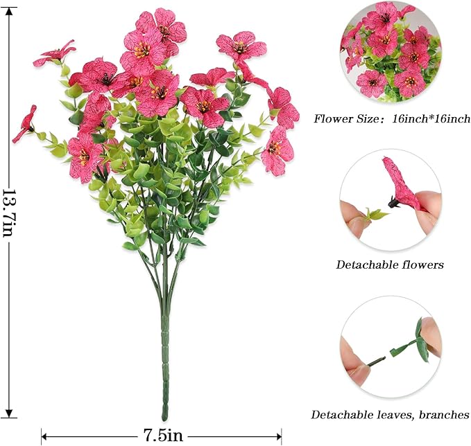 AGIRL 16 Bundles Artificial Flowers for Outdoor,No Fade Fake Plastic Flowers Faux Plants for Hanging Planters Decoration Indoor Outside Garden Porch Window Box Home Wedding AGIRL