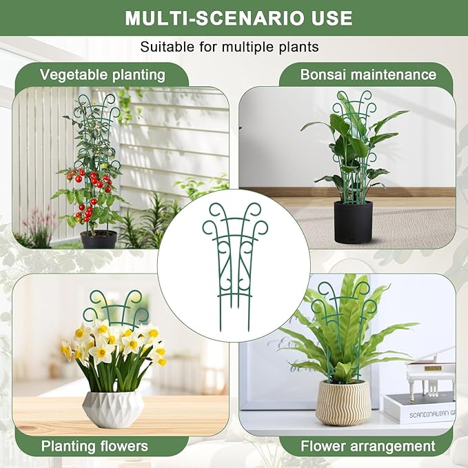 10 Pack Indoor Plant Trellis for Potted Plants, Stackable Garden Trellis for Climbing Plants Outdoor, Small Trellis for Houseplants Rose Hoya Pothos Plant Climber Support Qaobo