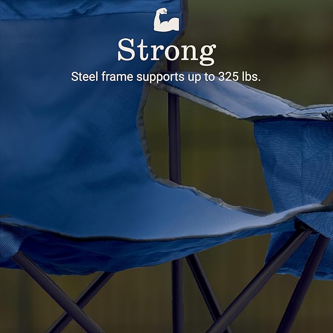 Coleman Portable Camping Chair with 4-Can Cooler, Cushioned Seat & Back with Side Pockets & Cup Holder, Carry Bag Included, Great for Camping, Tailgating, Firepits, Patio, & More Coleman