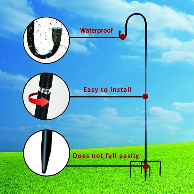 Ottsuls Shepherd-Hooks 60" Adjustable for Bird-Feeder Lantern Plant-Hook Garden-Stake - Plant Stand Hanger for Outdoor Flower Basket, Bird Feeder Hanger Weddings Decor (2 Pack) Ottsuls