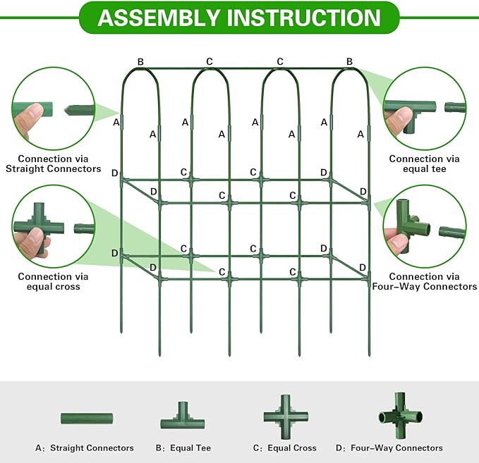 65in Tall Cucumber Trellis for Raised Bed, 50" L x 65" H Metal Garden Trellis for Climbing Plants Outdoor, U-Shape Vegetables Trellis Support for Squash Zucchini Peas Grape ZPMOCKAQ