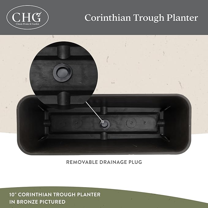 Classic Home and Garden Corinthian Trough Planter 10" Desert Tan ClassicHomeandGarden