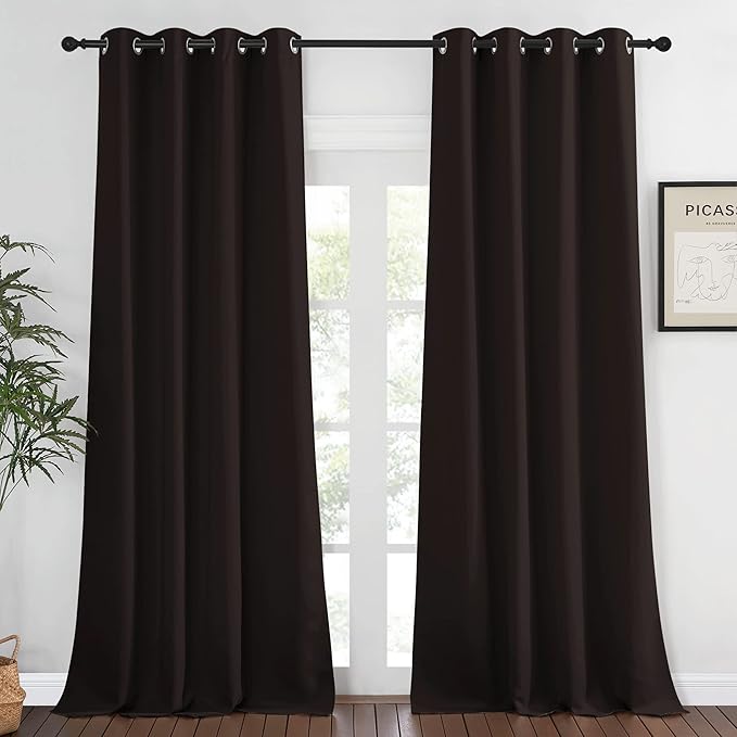 NICETOWN Blackout Room Darkening Curtain - (Toffee Brown Color) Window Treatment Panel for Home Theater, Noise Reducing Shade/Drapery, 52 inches Wide by 95 inches Long, 1 Piece NICETOWN