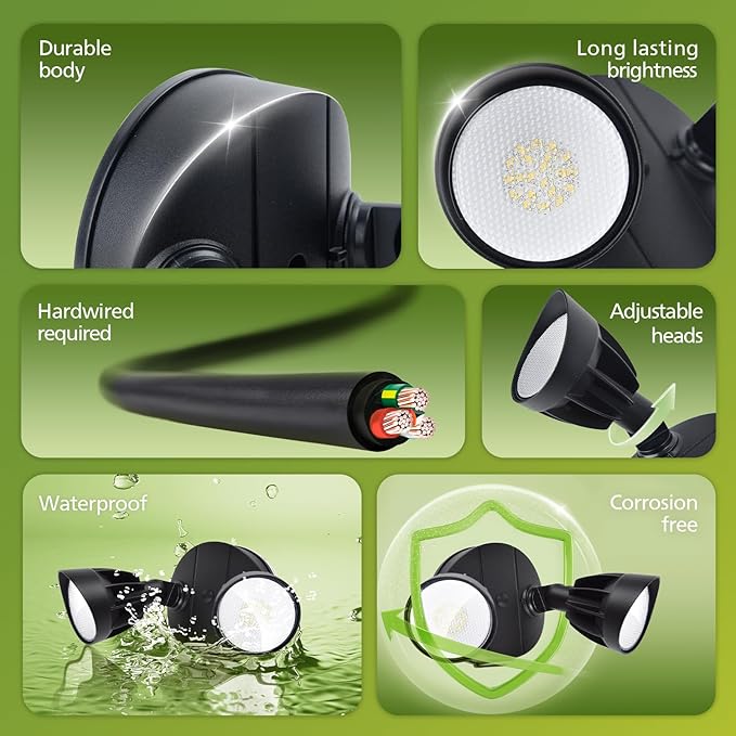Philips 44W 3500LM ‌LED Security Flood Light‌ ‌Outdoor‌，Switch Controlled Aluminum ‌Security Light‌, 2 Adjustable Heads，5000K Daylight，Wet Location for Patio, Garden, Yard Lights PhilipsLightingLED