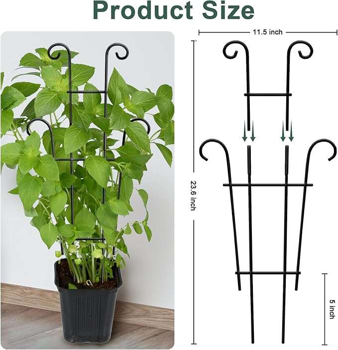 Coomin 23in Taller Plant Trellis for Climbing Plants Indoor, Sturdy Houseplant Trellis for Potted Plants with Ties, Vine Plant Support for Monstera Pothos Ivy, Plant Decor, 2P COOMIN